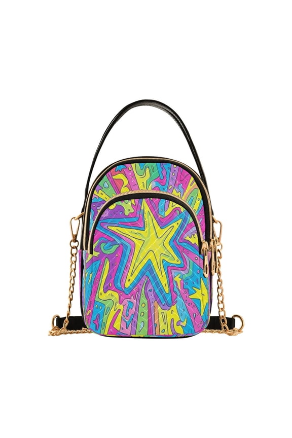 Brightly Colored Star Women's Crossbody Handbags Leather Crossbody Bags Fanny Pack Chest Bag for Travel