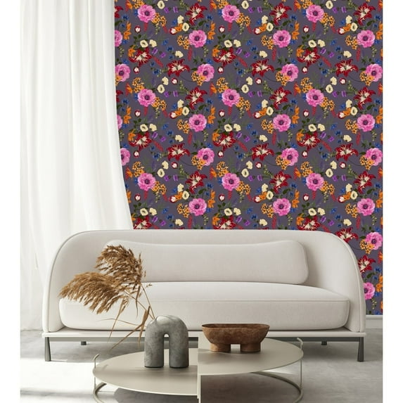 Brightly Floral Wallpaper Pre-Pasted - 25"W x 125"H