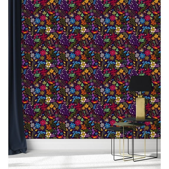 Brightly Flowers Wallpaper Pre-Pasted - 25"W x 125"H