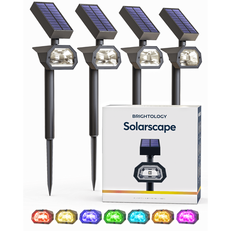 Brightology Solarscape Outdoor Solar Spotlight 7 Color Modes RGB Landscape Light
