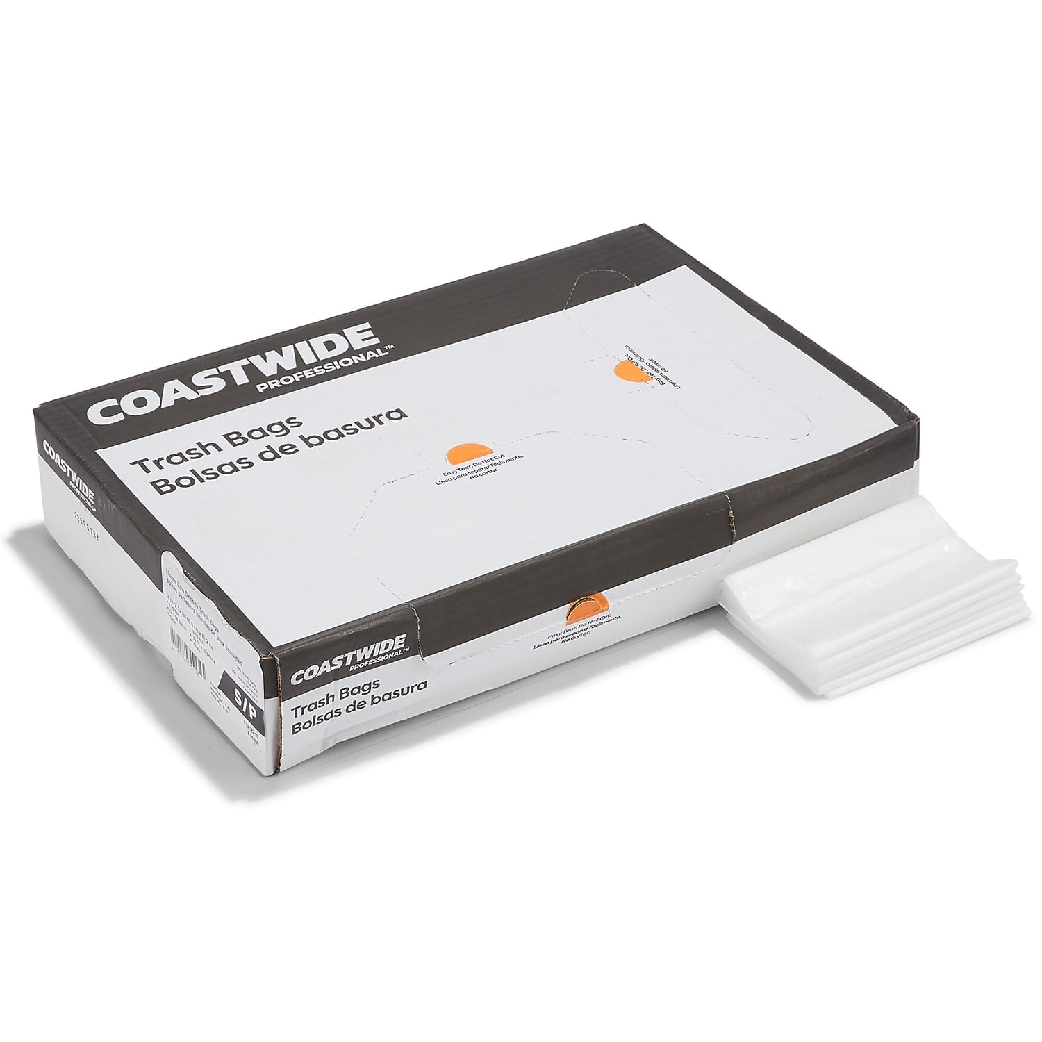 Staples Coastwide Professional 12-16 Gallon Trash Bag 32" x 24" Low Density 0.7 mil Clear 250
