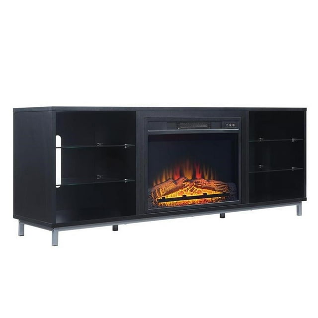 Brighton 60" Fireplace with Glass Shelves and Media Wire Management