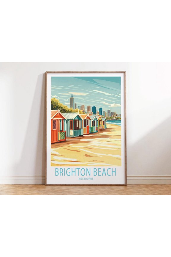 Brighton Beach Melbourne Australia Coastal Wall Art, Unframed Canvas Size 24x36