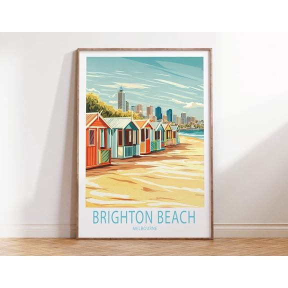 Brighton Beach Melbourne Australia Coastal Wall Art, Unframed Paper Print Size 8x12