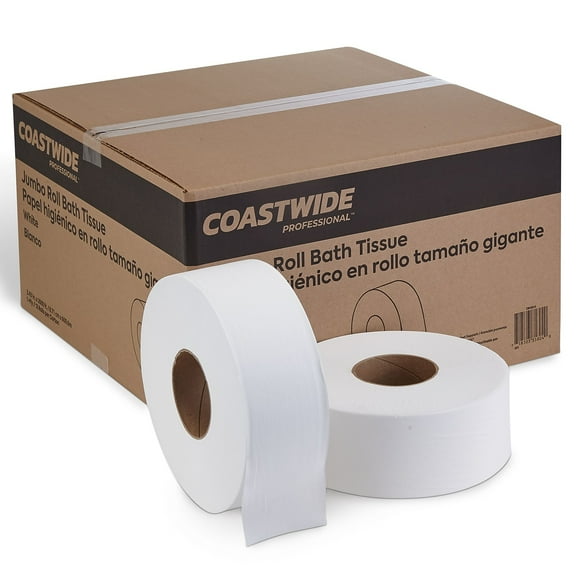 Staples Coastwide Professional Jumbo Toilet Paper 1-ply White 2000 ft./Roll 12 Rolls/Carton