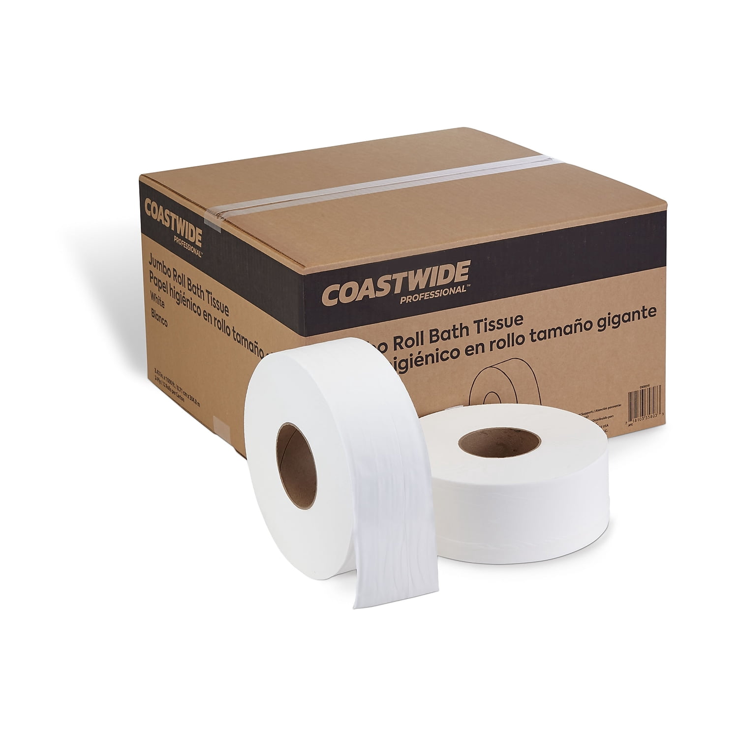 Brighton Commercial Jumbo Roll Toilet Paper, 2-ply, 12 Rolls/Case ...
