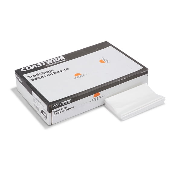 Staples Coastwide Professional 20-30 Gallon Trash Bag 30" x 36" Low Density 0.65 mil Clear 250