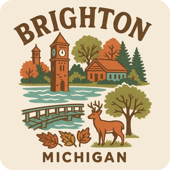 Brighton Michigan Keepsakes Souvenir Vinyl Sticker – Destination Travel Keepsake Collectible (4-Inches Wide)