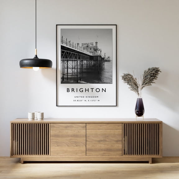 Brighton Pier Print Black And White Seaside Travel, Unframed Paper Print