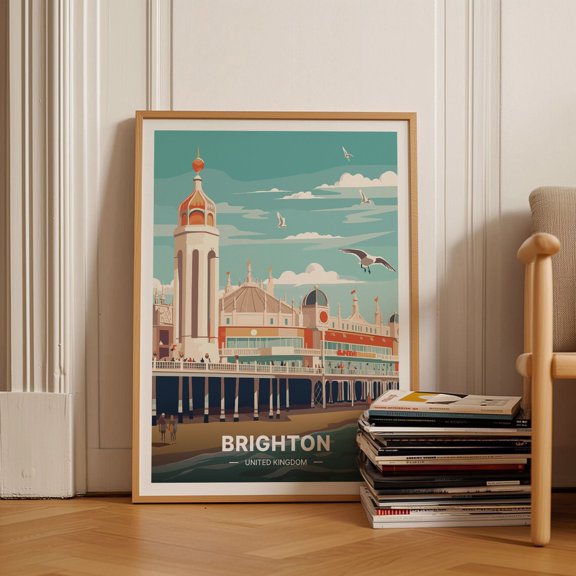 Brighton Pier Travel Poster UK Seaside Wall Art C2052