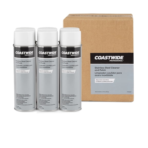 Staples Coastwide Professional Stainless Steel Cleaner and Polish Lemon Scent 15 Oz. 6/Carton