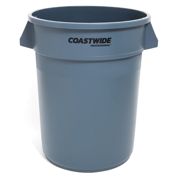 Staples Coastwide Professional Plastic Trash Can with no Lid Gray 32 Gal. (CW50716)