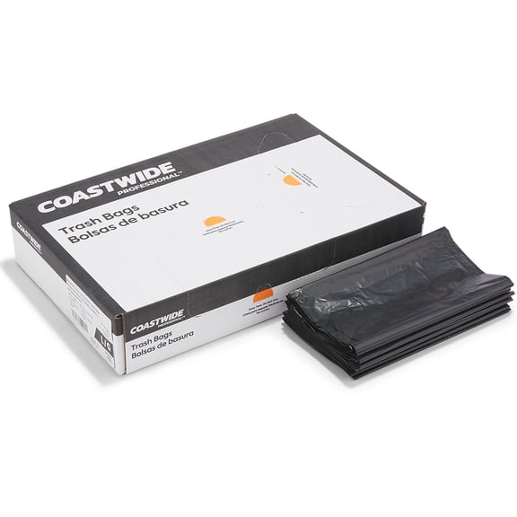 Staples Coastwide Professional 40-45 Gallon Trash Bag 40" x 46" Low Density 1.3 mil Black 100