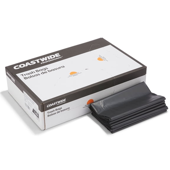 Staples Coastwide Professional 40-45 Gallon Trash Bag 40" x 46" Low Density 1.8 mil Black 100