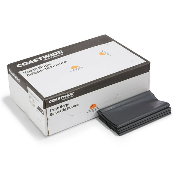 Staples Coastwide Professional 55-60 Gallon Trash Bag 38" x 58" Low Density 1.8 mil Black 100