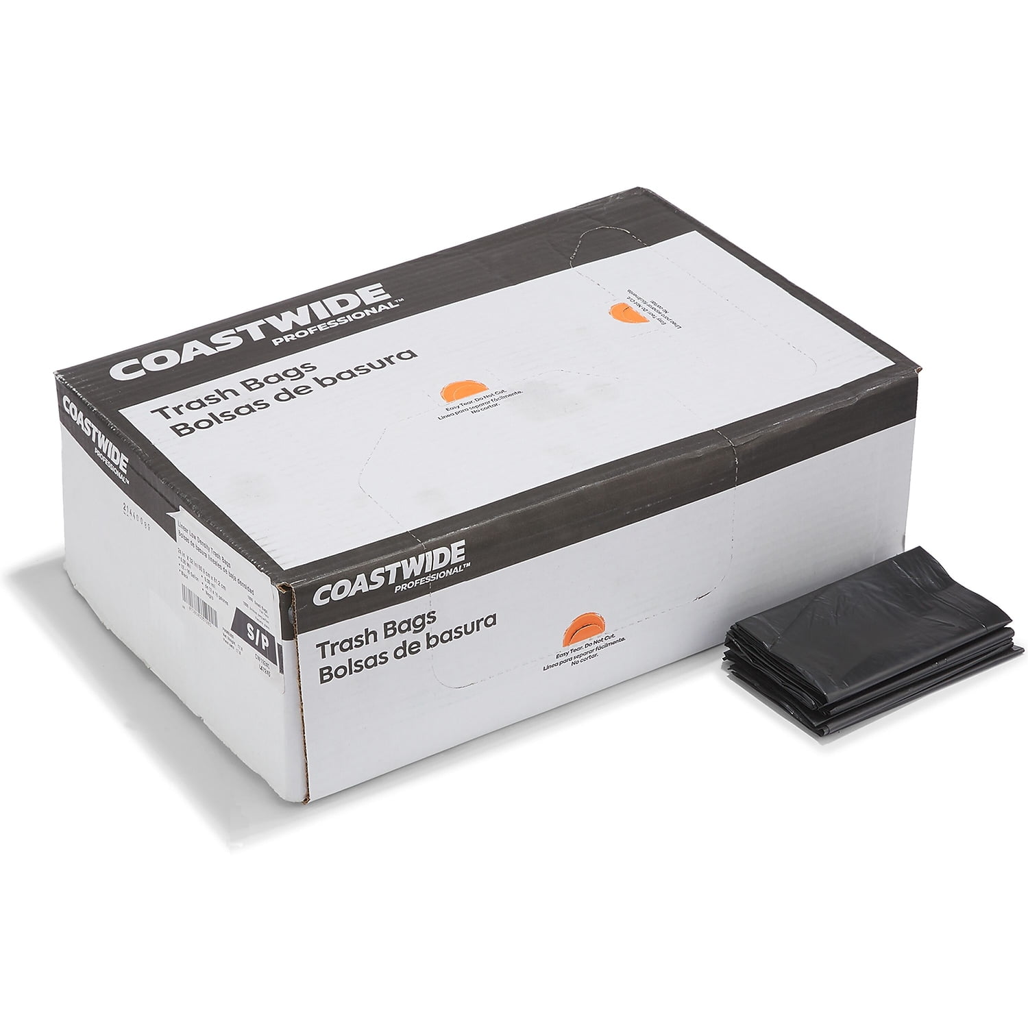 Staples Coastwide Professional 12-16 Gallon Trash Bag 24" x 32" Low Density 0.35 mil Black 1000