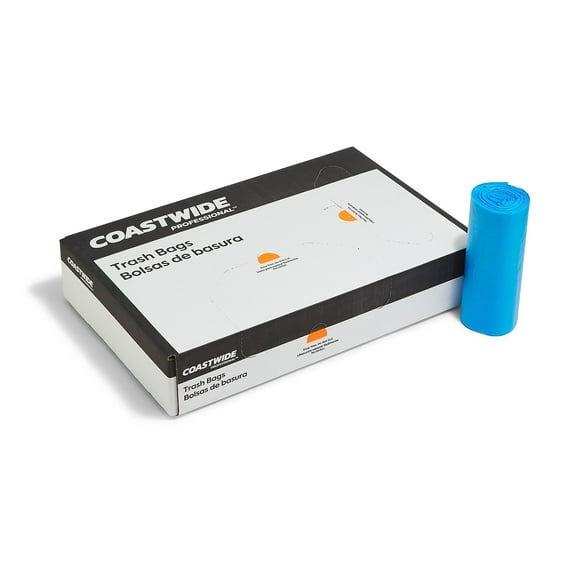 Staples Coastwide Professional 33 Gallon Recycling Bags High Density 14 Mic. Blue 250 Bags/Box