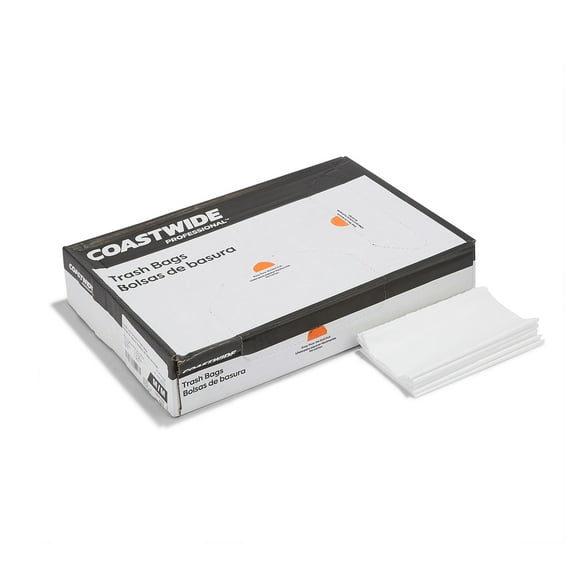 Staples Coastwide Professional 30-33 Gallon Trash Bag 33" x 39" Low Density 0.74 mil White 150