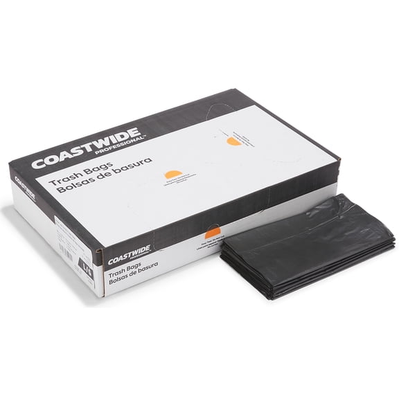 Staples Coastwide Professional 40-45 Gallon Trash Bag 40" x 46" Low Density 0.65 Black 125 Bags/Box