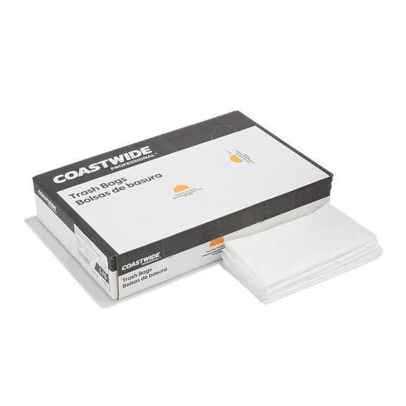 Staples Coastwide Professional 40-45 Gallon Trash Bag 40" x 46" Low Density 0.74 mil White 100