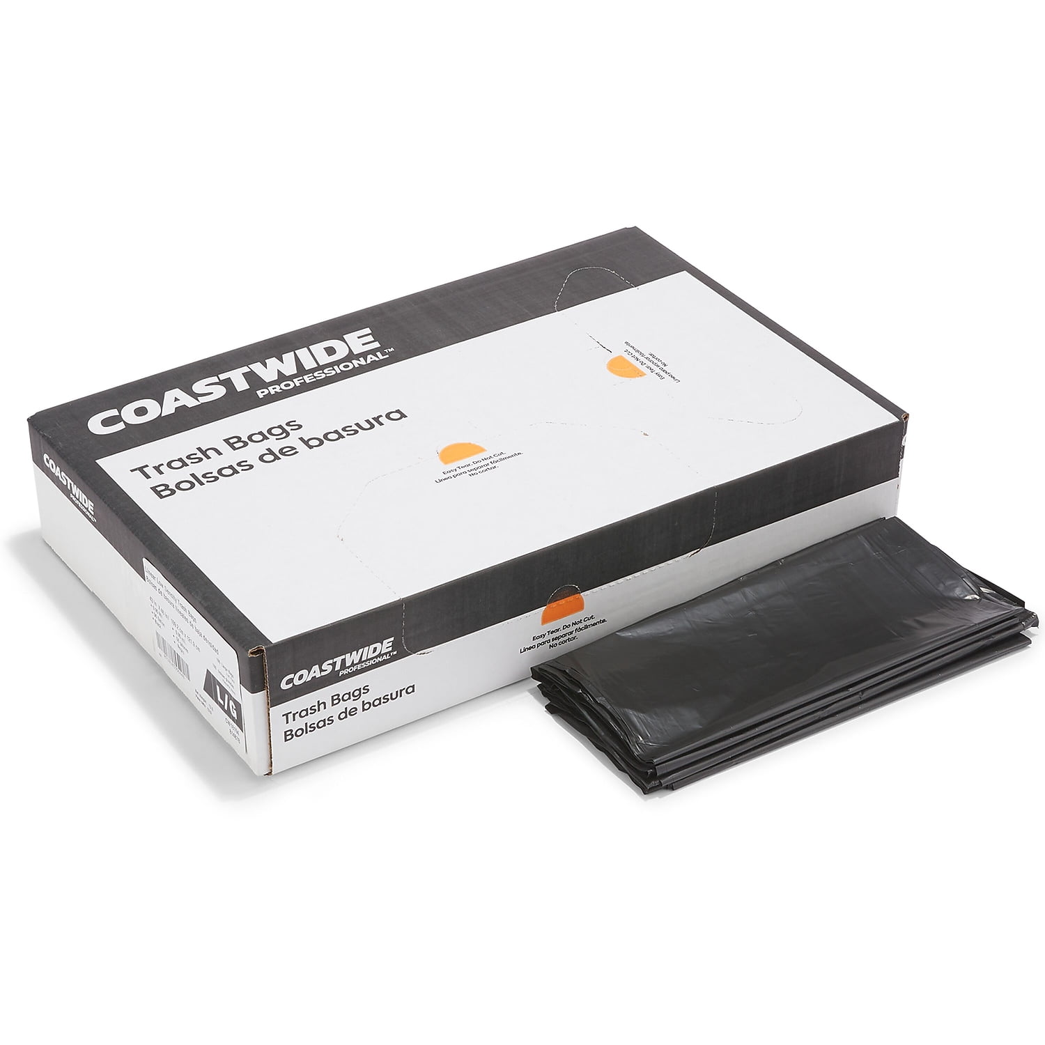 Staples Coastwide Professional 50-56 Gallon Trash Bag 43" x 48" Low Density 0.95 mil Black 100
