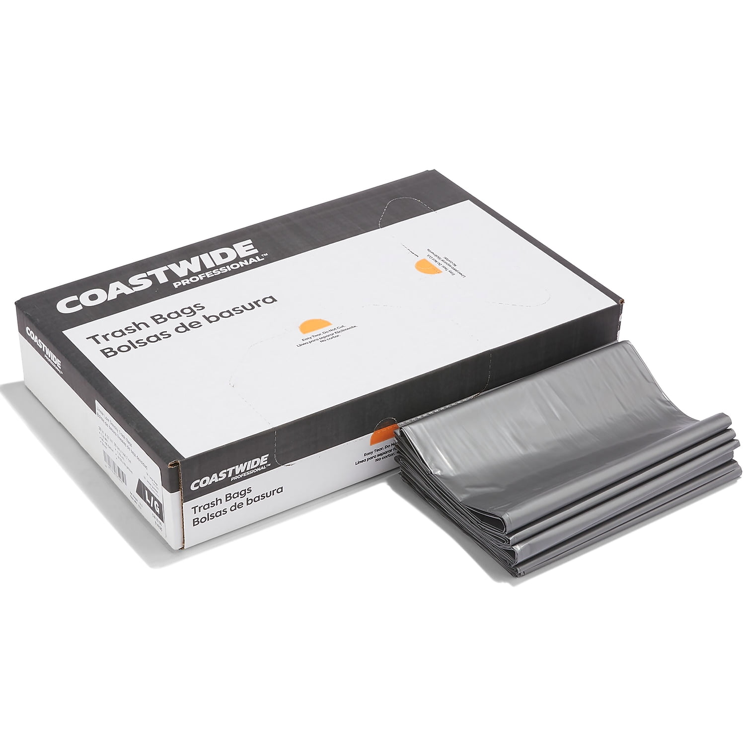 Staples Coastwide Professional 55-60 Gallon Trash Bag 39" x 57" Low Density 1.7 mil Silver 50