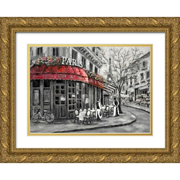 Brighton, William 24x18 Gold Ornate Wood Framed with Double Matting Museum Art Print Titled - Red Awning