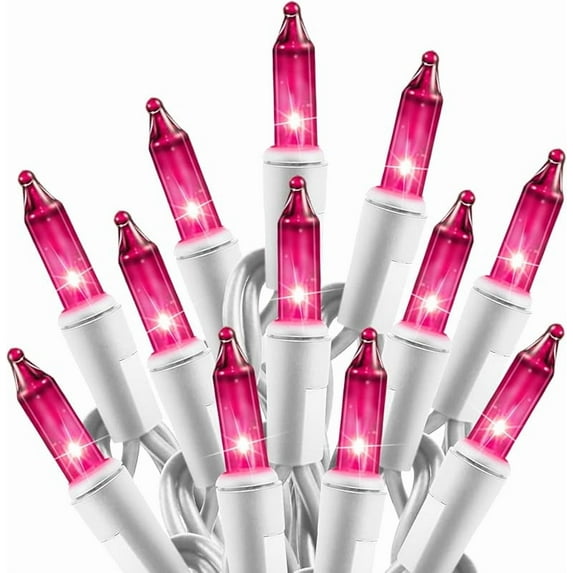 Brightown 50 Count Warm White Christmas Lights, Clear Mini Incandescent Lights on White Wire, Christmas Tree String Lights for Indoor Outdoor Decorations(12ft)