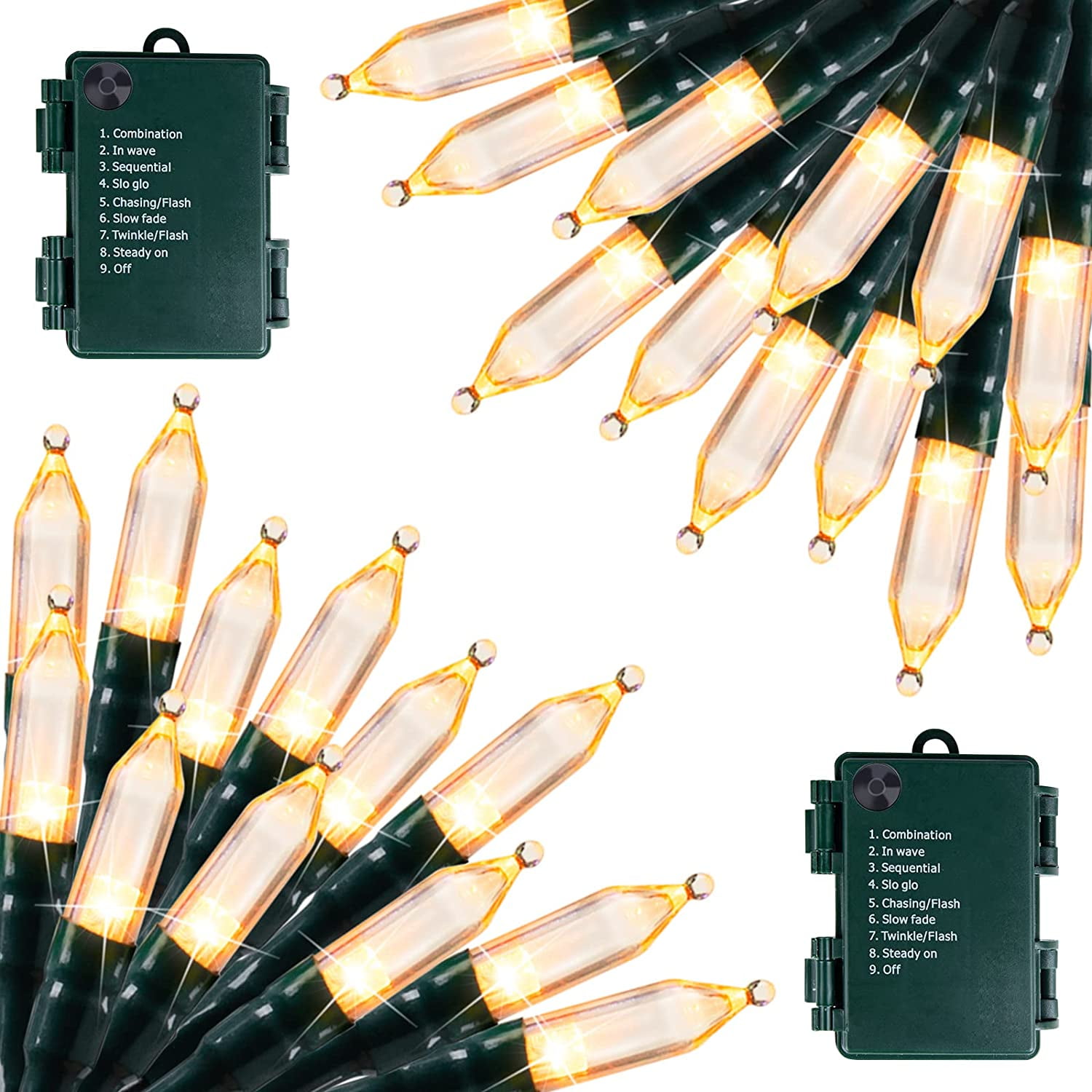 Battery Operated Christmas Lights 2 Pack 18 Feet 50 LED Clear Mini