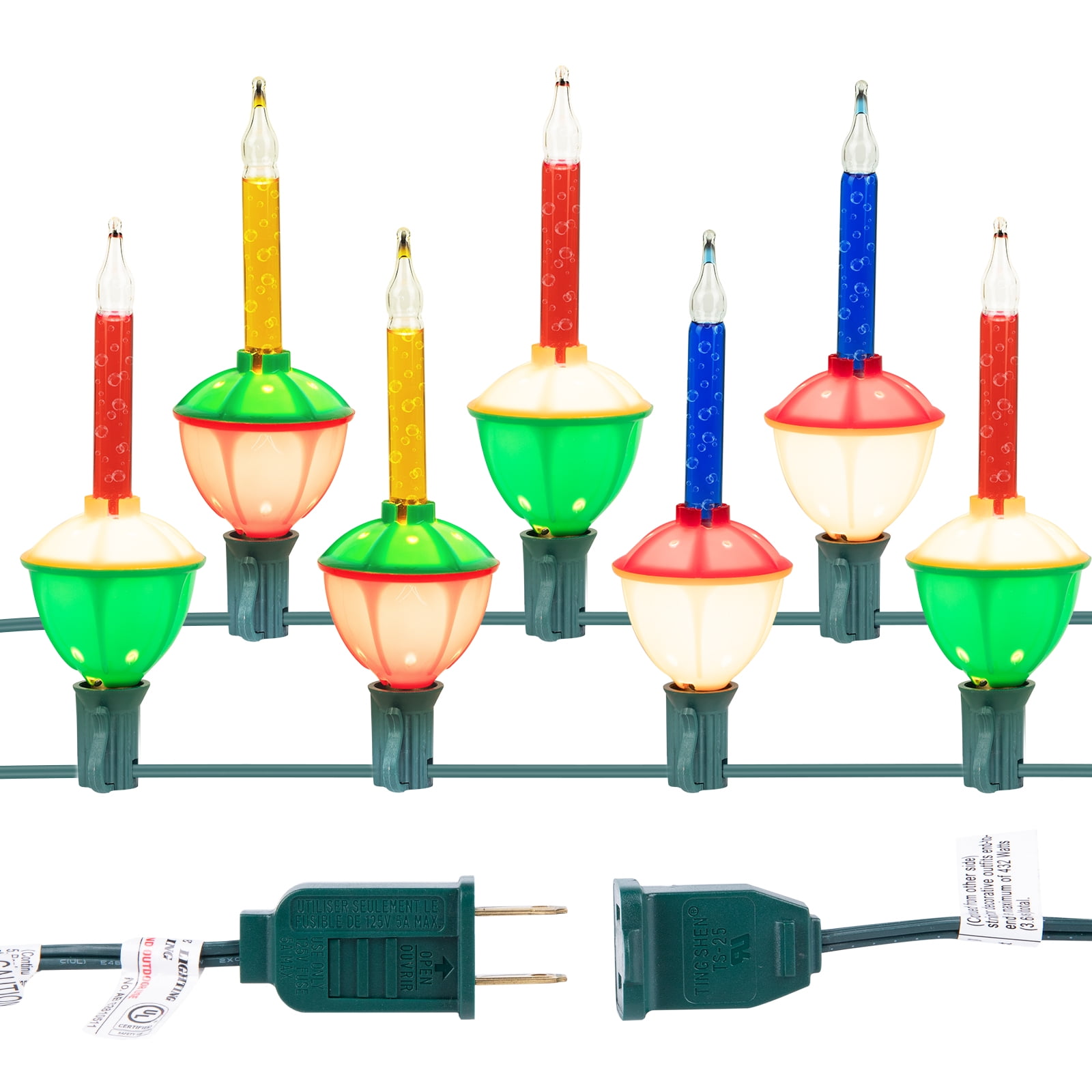 Brightown Christmas Bubble Lights Set of 7 Multicolor Bubble Lights