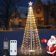 thumbnail image 1 of Brightown LED Christmas Cone Tree Light with Star Topper, 6ft 265 LED Outdoor Lightshow Christmas Tree with 8 Modes Remote, Dimmable Artificial Christmas Tree for Porch Yard Patio Indoor Decorations, 1 of 8