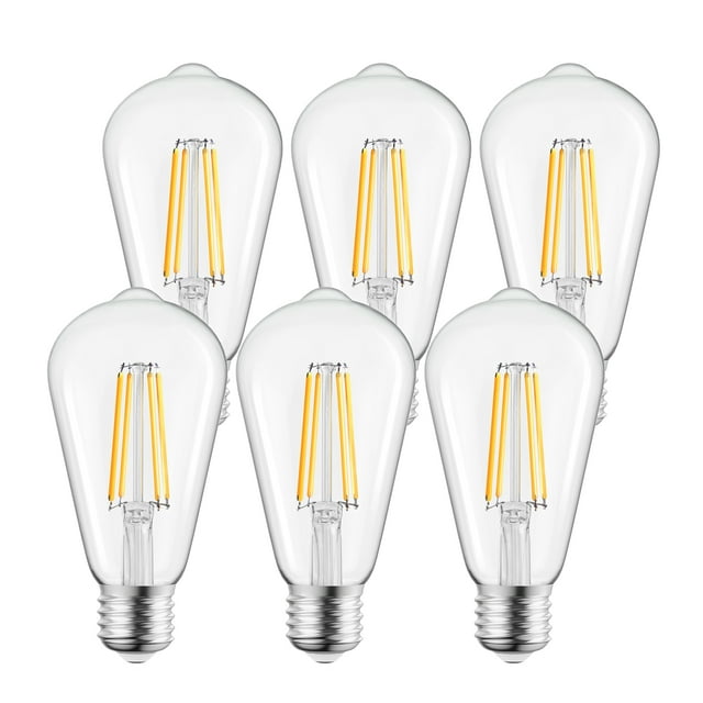 Brightown LED Edison Light Bulbs，6Pcs Vintage 6 Watt, Equivalent 60W