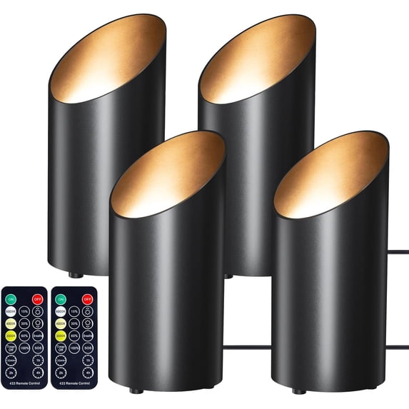 Brightown LED SpotLights - 4 Pack Uplighting Floor Can Lights with Remote and Timer, 3 Color Temperatures & Dimmable, 2 Lighting Modes for Wall Picture Painting Plants Indoor Accent Lighting, Black