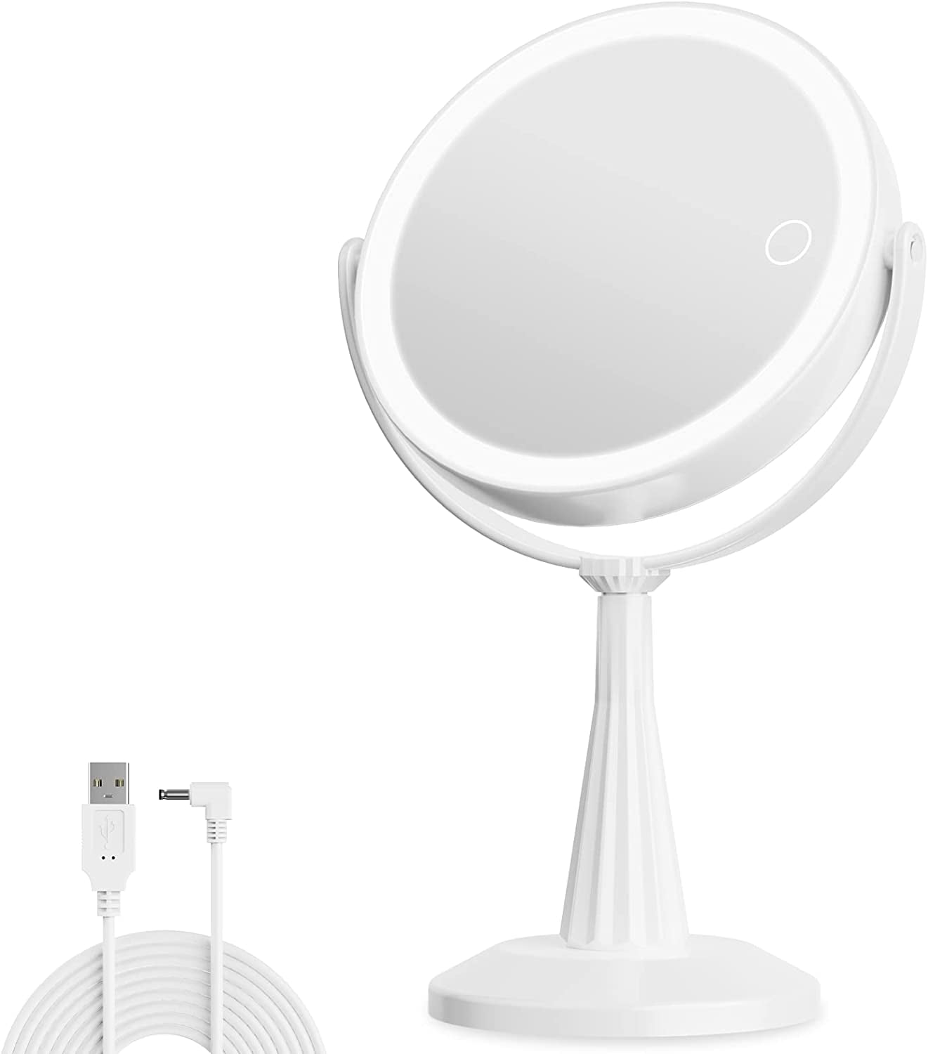 Brightown Makeup Mirror with Lights and 7X Magnification, 8" Double
