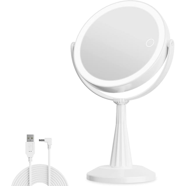 Brightown Makeup Mirror with Lights and 7X Magnification, 8" Double Sided Lighted Makeup Mirror