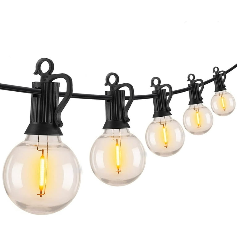 G40 Patio String Lights with 25 Clear Globe Bulbs – Wedding Outdoor String Lights – Market Bistro Café Hanging String Lights – Patio Garden Umbrella Globe Lights - White Wire - 25 Feet G40 Patio String Lights with 25 Clear Globe Bulbs – Wedding Outdoor String Lights – Market Bistro Café Hanging String Lights – Patio Garden Umbrella Globe Lights - White Wire - 25 Feet