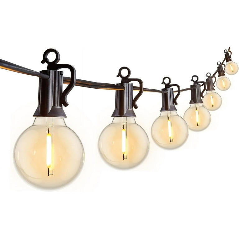 G40 Patio String Lights with 25 Clear Globe Bulbs – Wedding Outdoor String Lights – Market Bistro Café Hanging String Lights – Patio Garden Umbrella Globe Lights - White Wire - 25 Feet G40 Patio String Lights with 25 Clear Globe Bulbs – Wedding Outdoor String Lights – Market Bistro Café Hanging String Lights – Patio Garden Umbrella Globe Lights - White Wire - 25 Feet