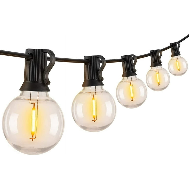 G40 Patio String Lights with 25 Clear Globe Bulbs – Wedding Outdoor String Lights – Market Bistro Café Hanging String Lights – Patio Garden Umbrella Globe Lights - White Wire - 25 Feet G40 Patio String Lights with 25 Clear Globe Bulbs – Wedding Outdoor String Lights – Market Bistro Café Hanging String Lights – Patio Garden Umbrella Globe Lights - White Wire - 25 Feet