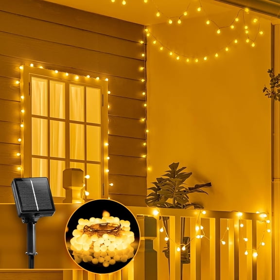 Brightown Solar String Lights Outdoor Waterproof, 19.6Ft 60 LED Globe Solar Patio Lights, 8 Modes Balcony Lights for Yard Patio Tree Canopy Party Camping Balcony