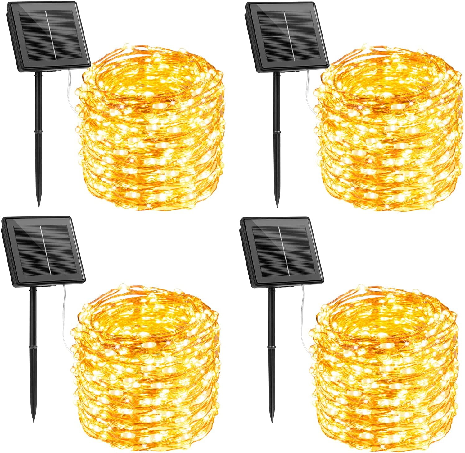 Brightown Solar String Lights Outdoor Waterproof 4 Packs Each 75 Ft 230 LED Solar Fairy Lights