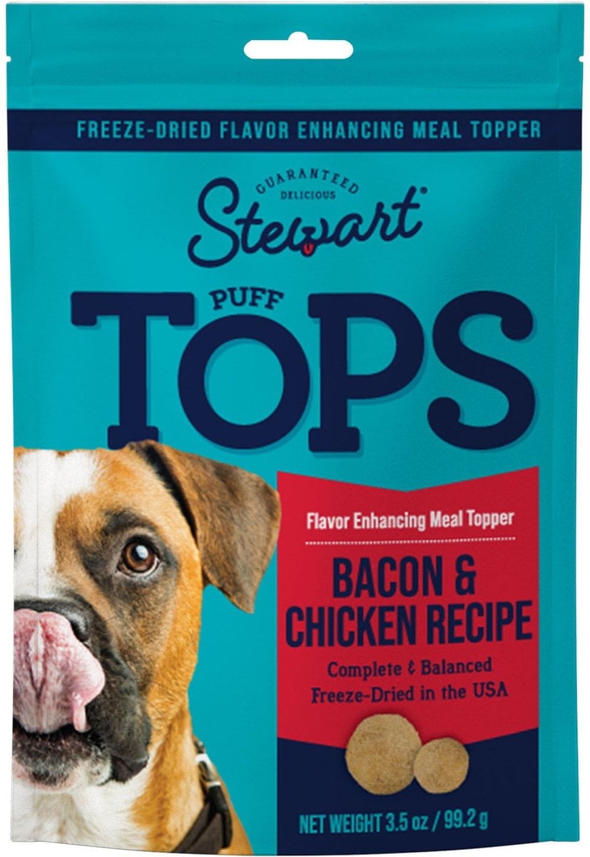 Stewart Freeze Dried Dog Food Topper PuffTops Bacon, Chicken, Apple & Kale - 3.5 oz. Pouch