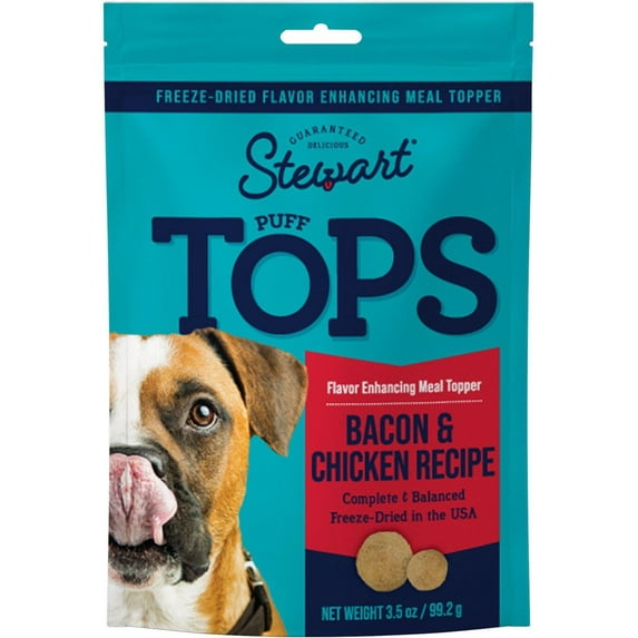 Stewart Freeze Dried Dog Food Topper PuffTops Bacon, Chicken, Apple & Kale - 3.5 oz. Pouch