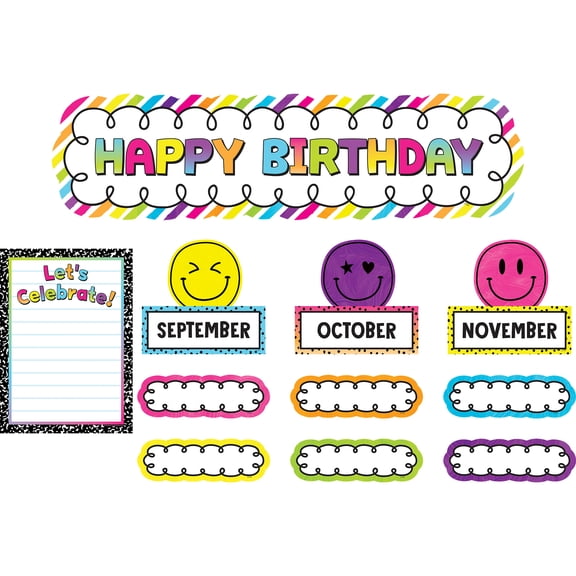 Teacher Created Resources Brights 4Ever Happy Birthday Mini Bulletin Board Set