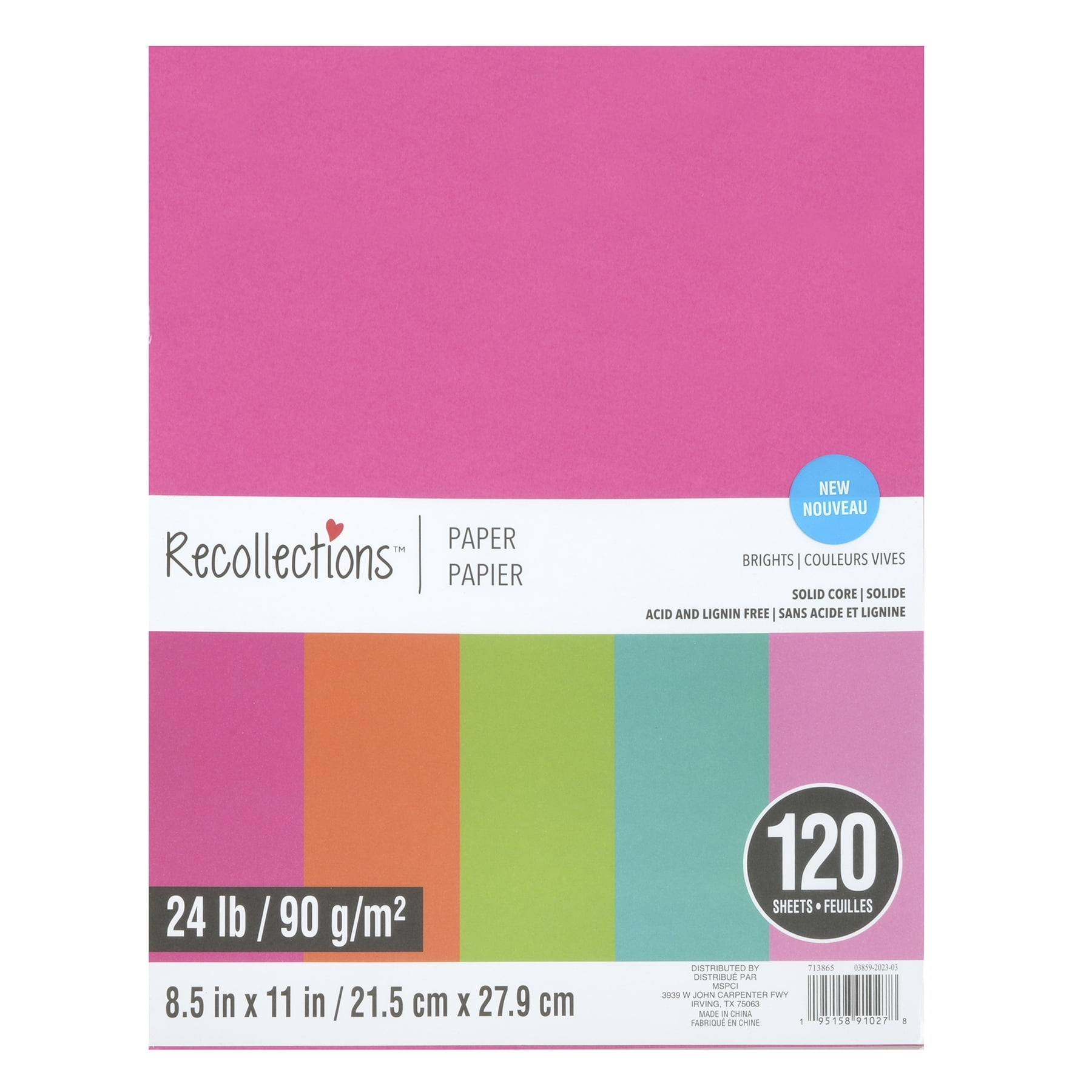Recollections Brights 8.5" x 11" Mixed Paper Pack - Acid and Lignin Free Paper for Scrapbooks, Arts & Crafts, 8 Pack