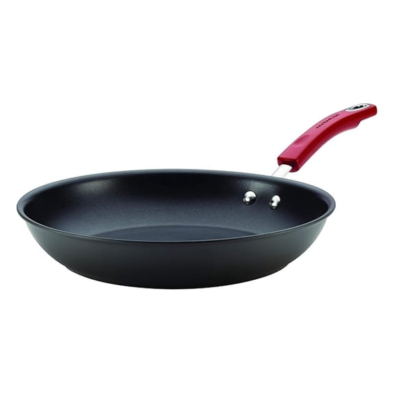 Brights Hard Anodized Nonstick Frying Pan / Fry Pan / Hard Anodized Skillet - 12.5 Inch, Gray with Red Handles