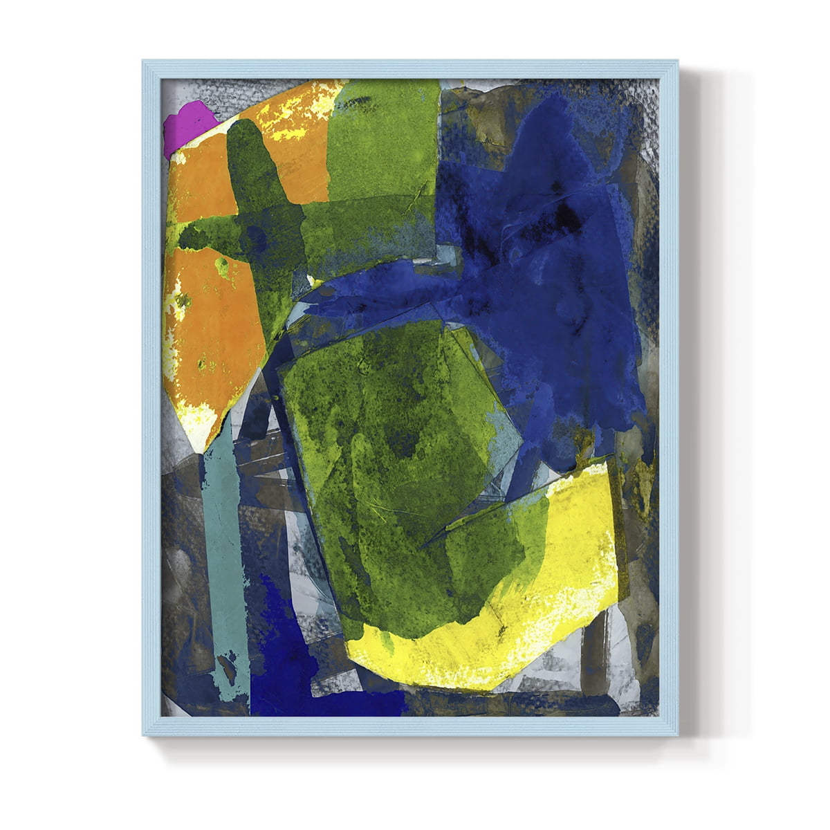 Brights Strokes I Framed Print in Blue Solid Wood Framed Print No Nail Hanging