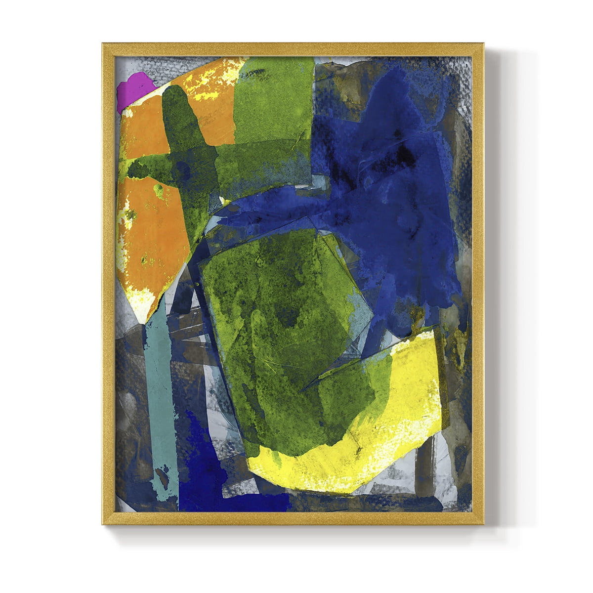 Brights Strokes I Framed Print in Gold Solid Wood Framed Print No Nail Hanging