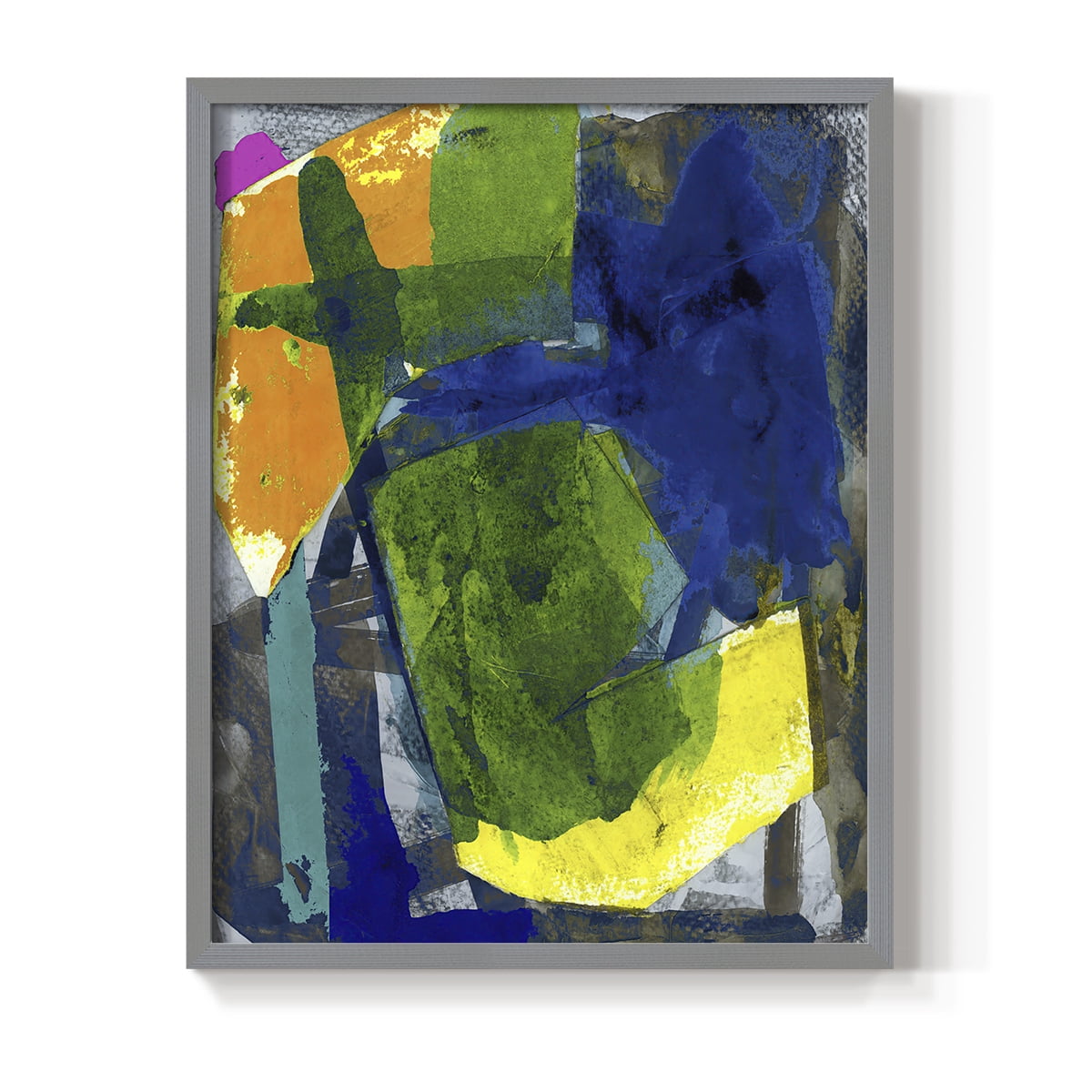 Brights Strokes I Framed Print in Gray Solid Wood Framed Print No Nail Hanging