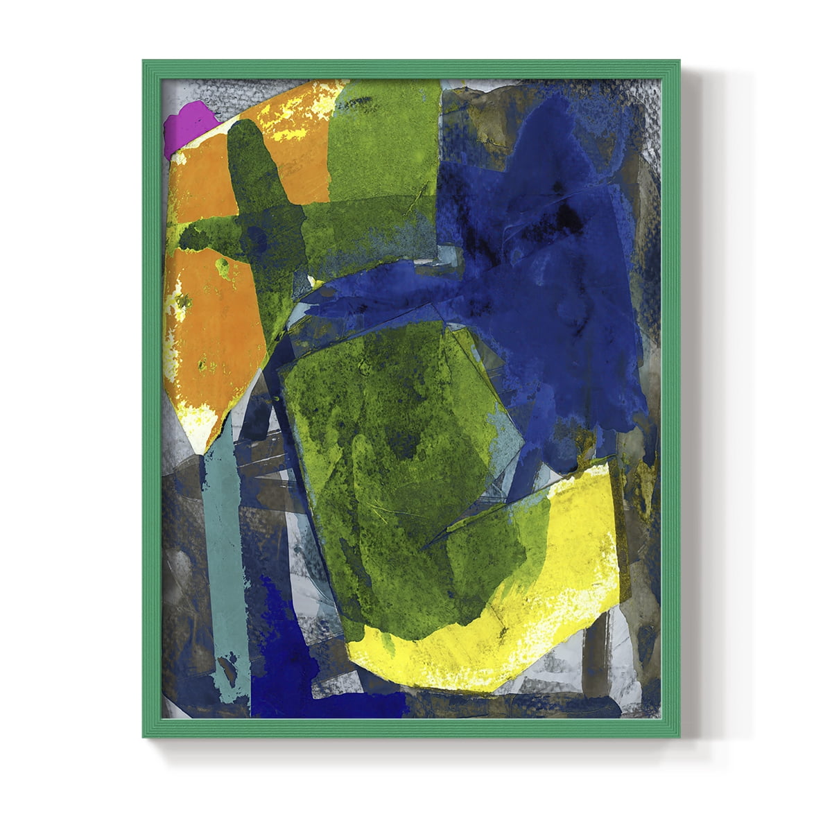 Brights Strokes I Framed Print in Green Solid Wood Framed Print No Nail Hanging