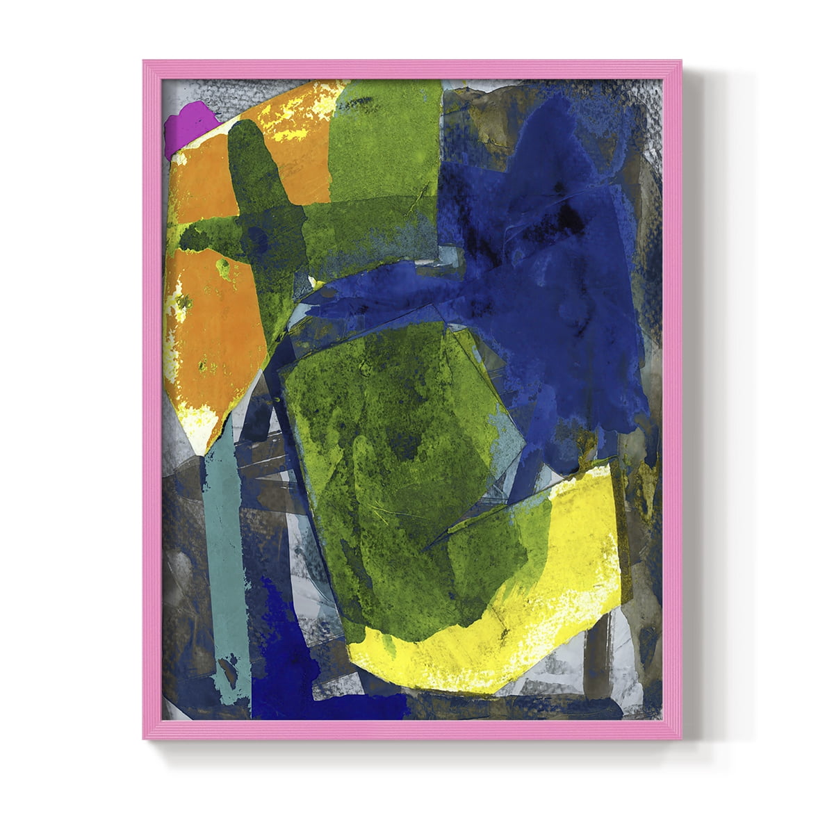 Brights Strokes I Framed Print in Pink Solid Wood Framed Print No Nail Hanging